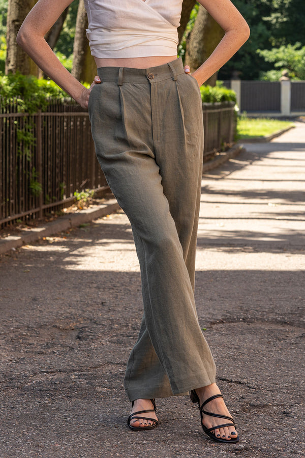 Linen High Drape Pants Lotus