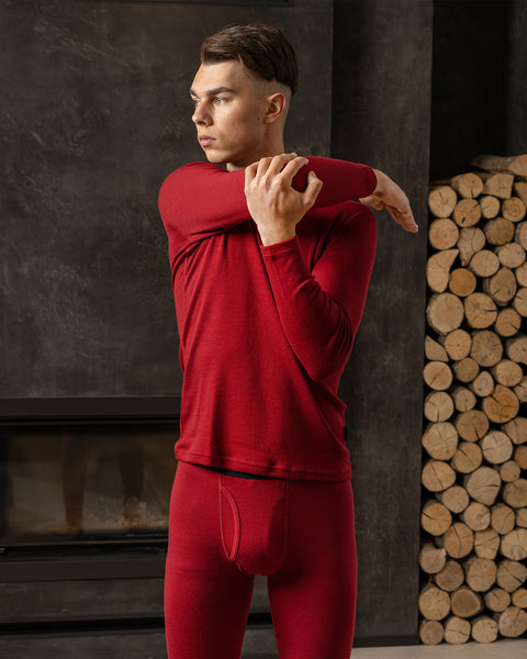 Men&#39;s 250 Thermal Long Sleeve Crew Royal Cherry