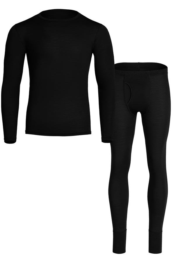 Men's 160 Long Sleeve & Bottom 2-Piece Black Front