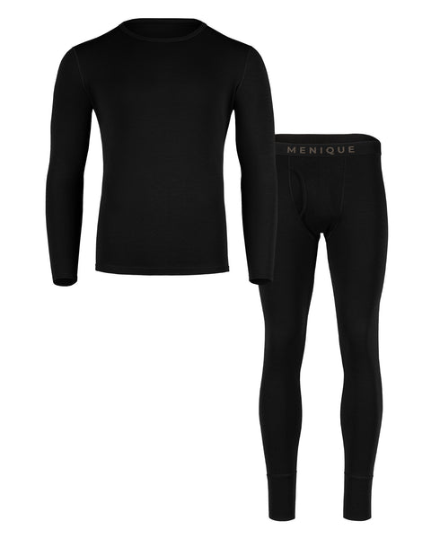 Men&#39;s 250 Long Sleeve &amp; Bottom 2-Piece Black Front