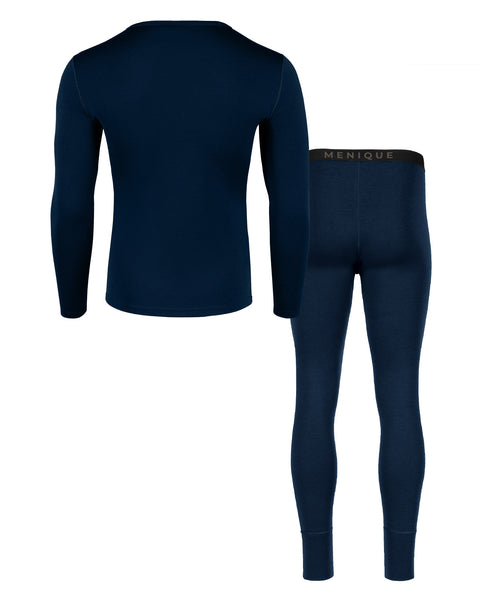 Men&#39;s 250 Long Sleeve &amp; Bottom 2-Piece Dark Blue Back
