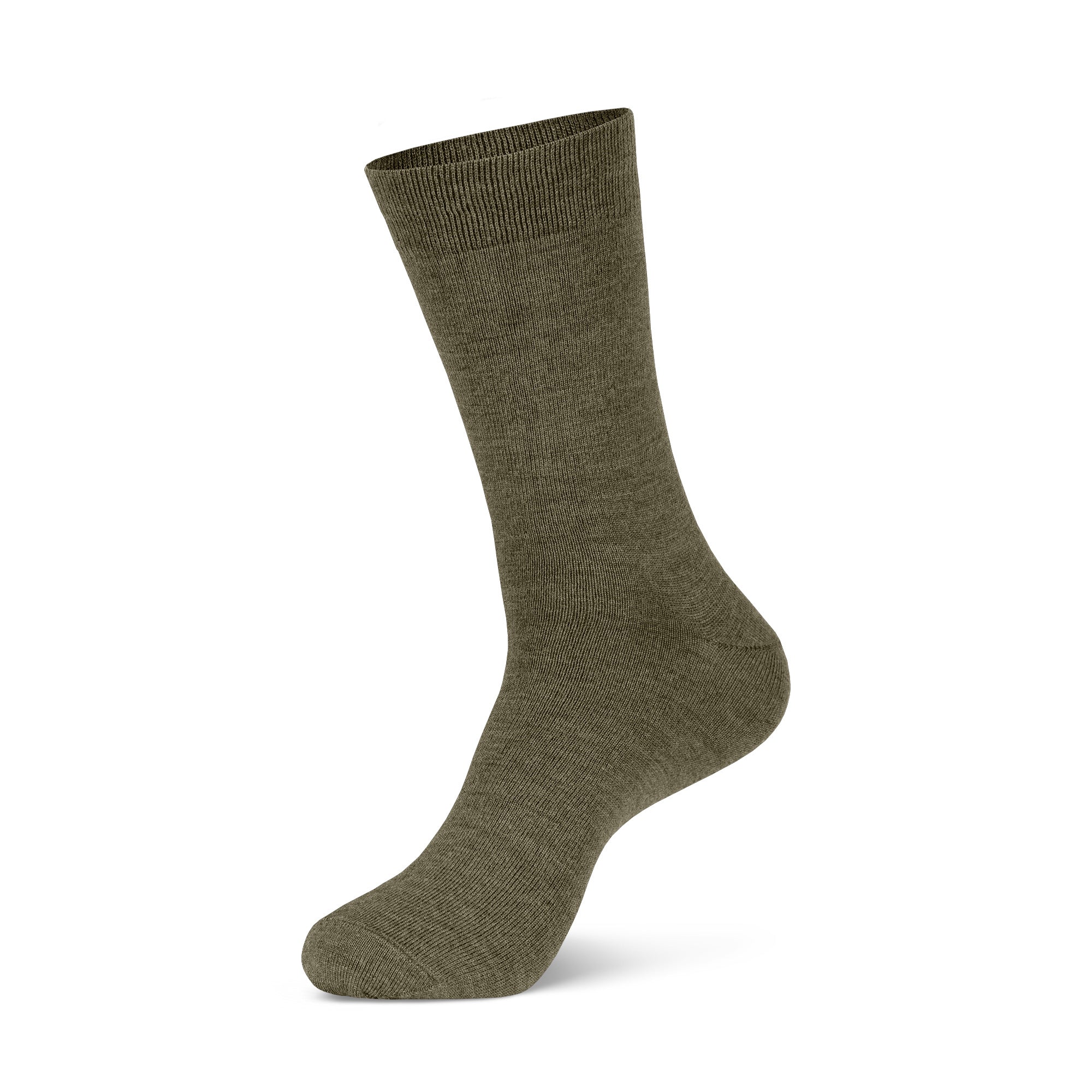 Men's Merino Crew Socks in green color in a white background, side view