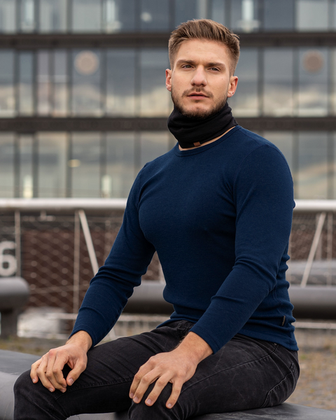 Men&#39;s Merino 250 Long Sleeve Crew Dark Blue