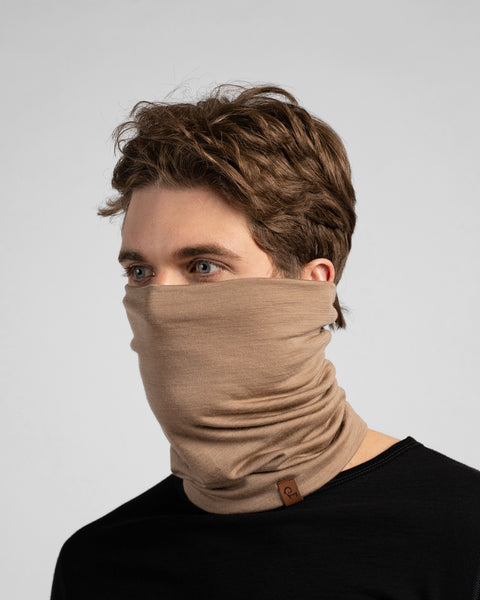 Men's Virgin Merino Neck Gaiter Beige