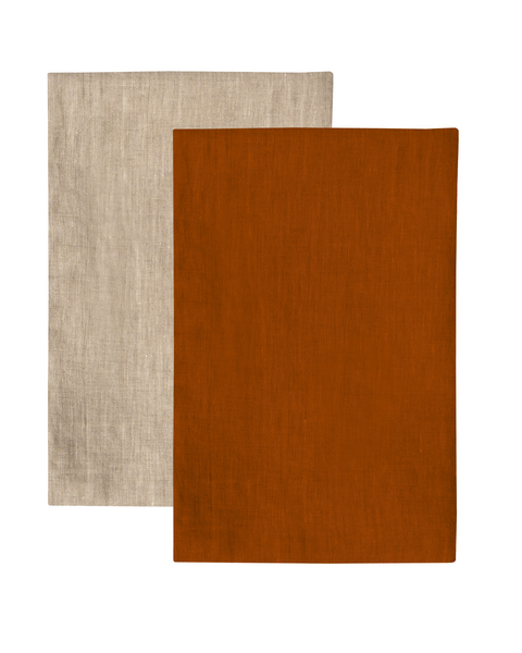 Linen Dish Towel 2-Pack in cinnamon red/natural