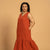 Linen Maxi Dress AURORA CINNAMON RED COLOR