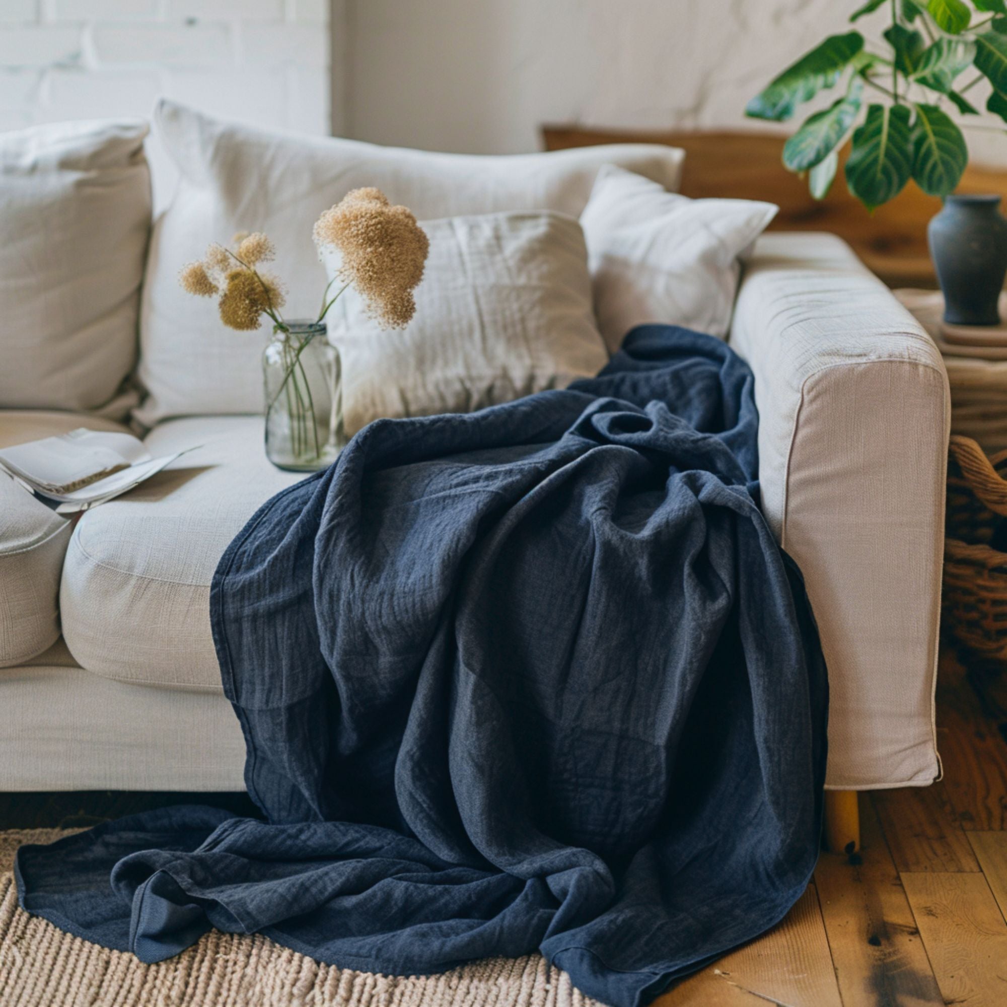 Linen Throw Blanket