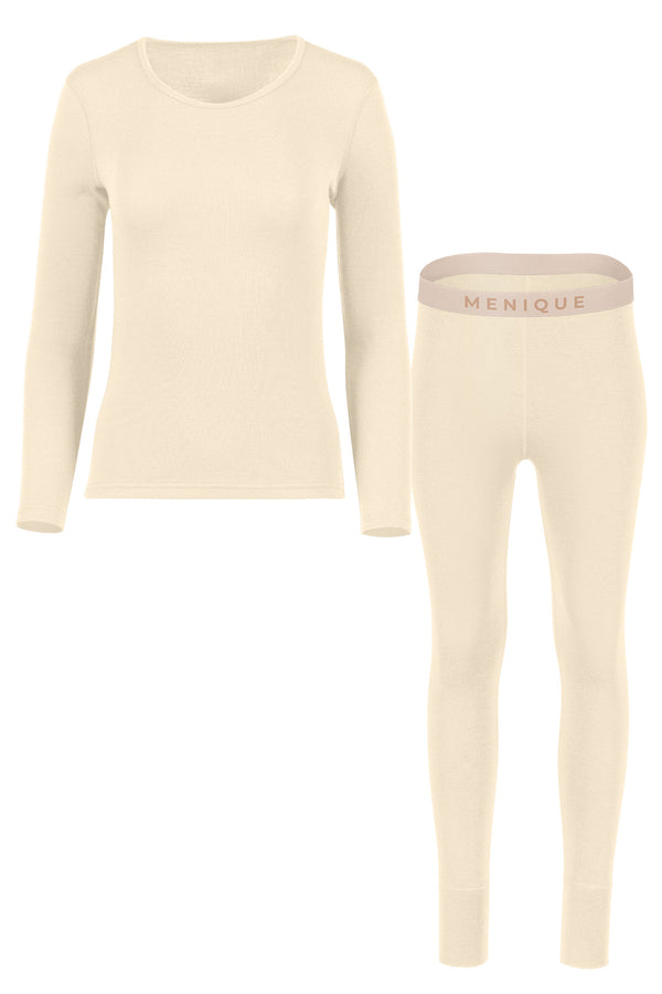 Women's 250 Long Sleeve & Bottoms 2-Piece Natural Front