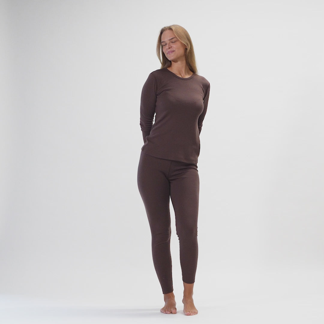 Women's 250 Long Sleeve & Leggings 2-Piece Brown