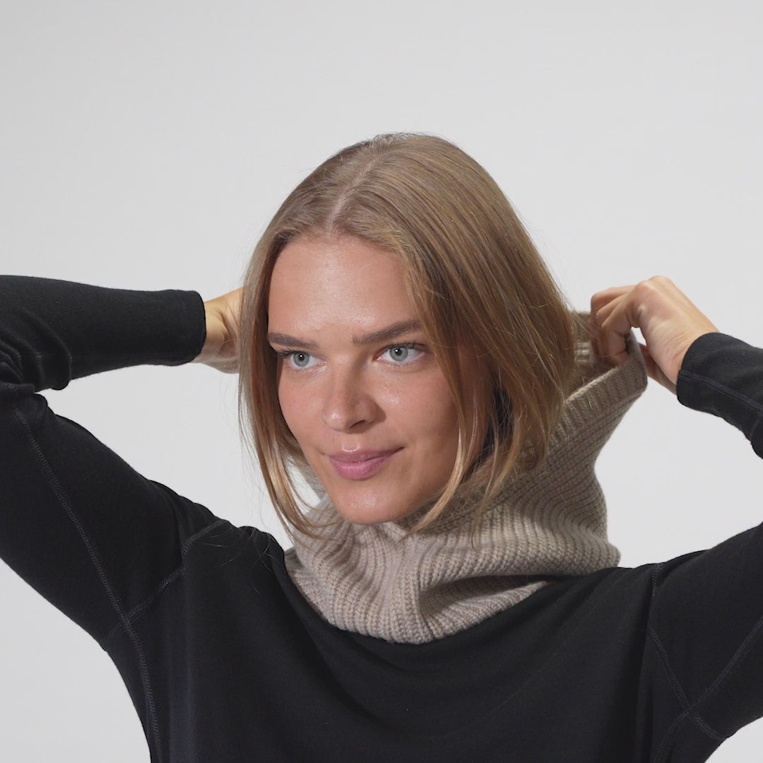 Women's Ribbed Hooded Cashmere Balaclava