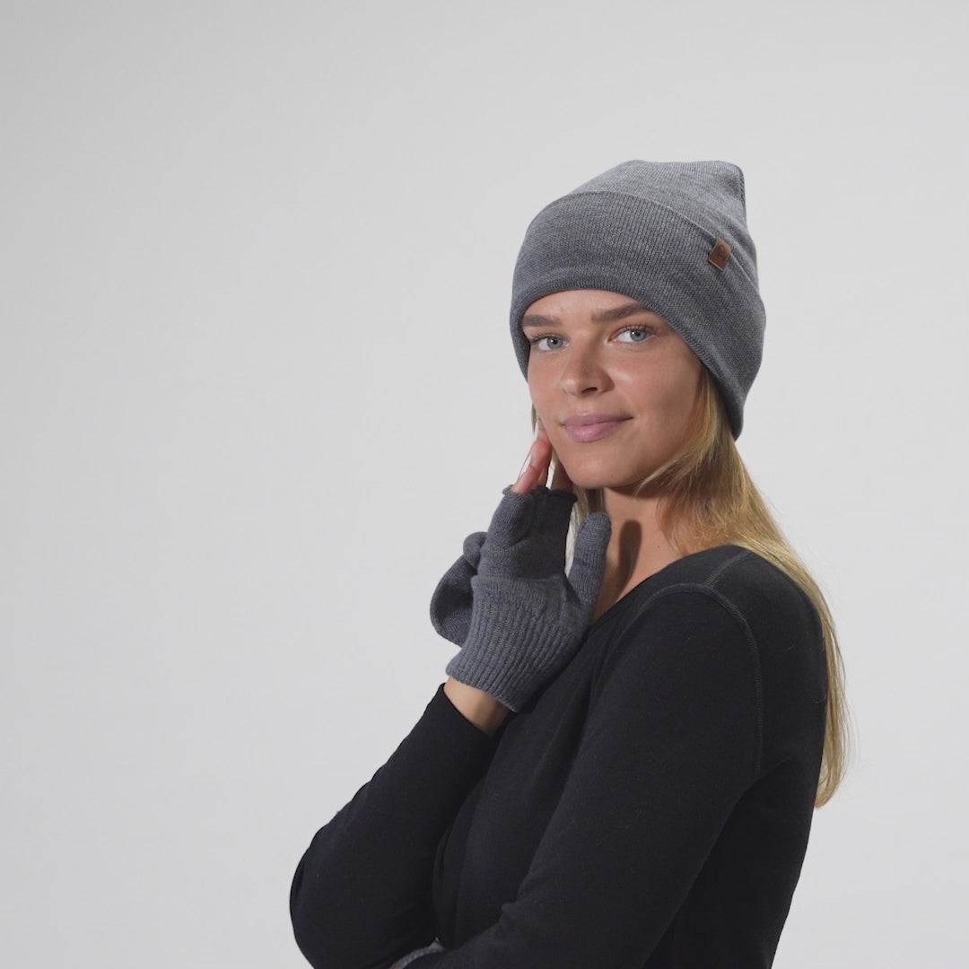 Women's Merino Convertible Gloves & Beanie 2-Piece