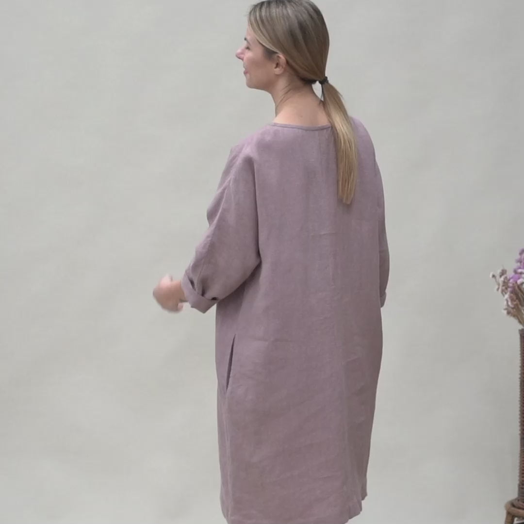 Linen Tunic Dress Selena Faded Rose