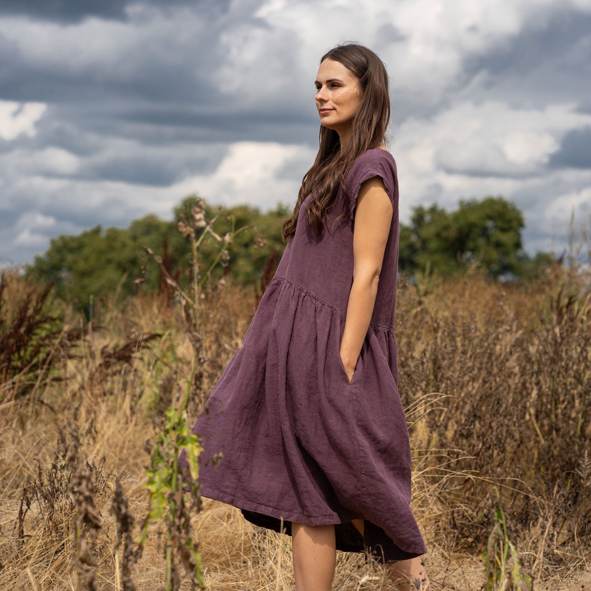 Purple smock dress deals