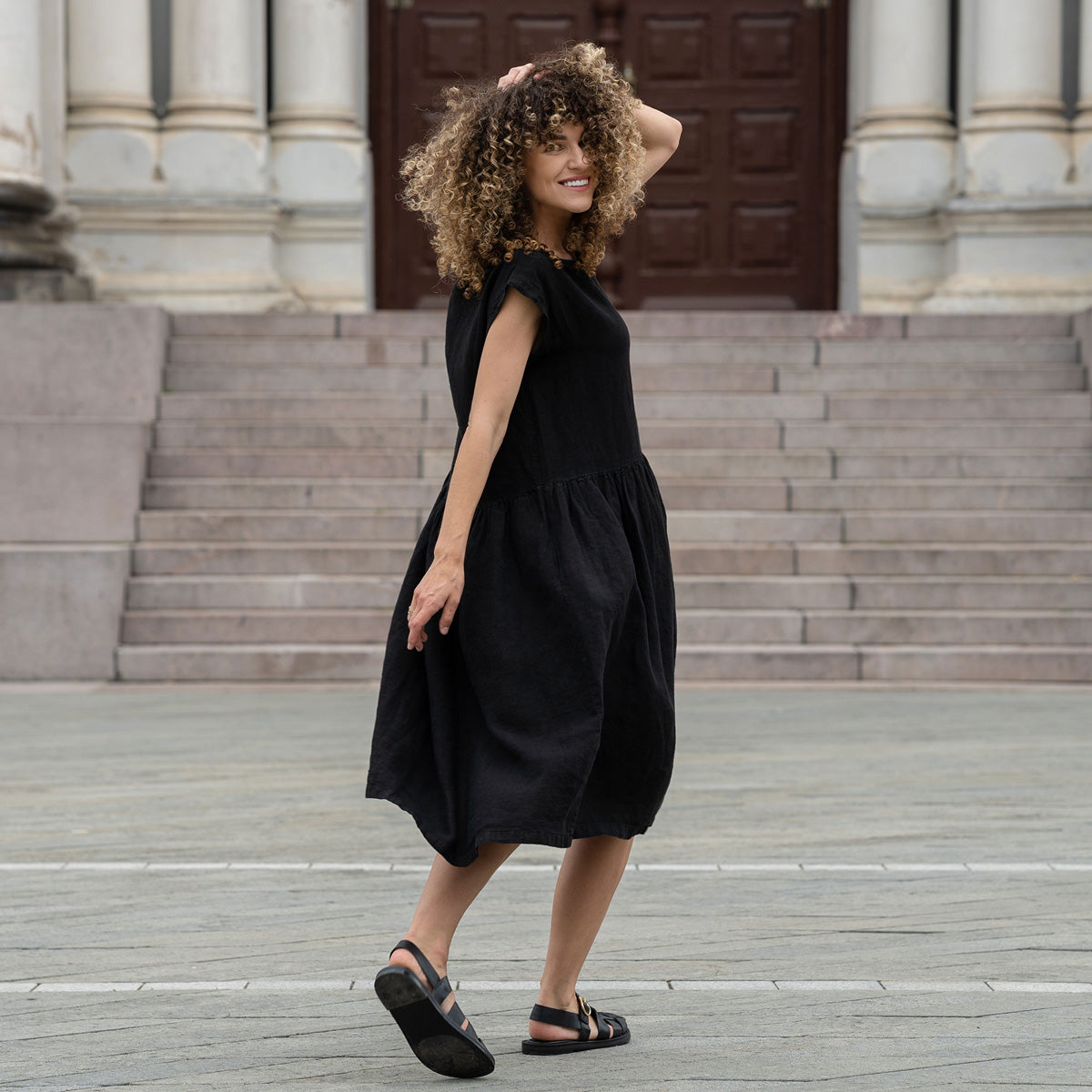 Black smock dress discount