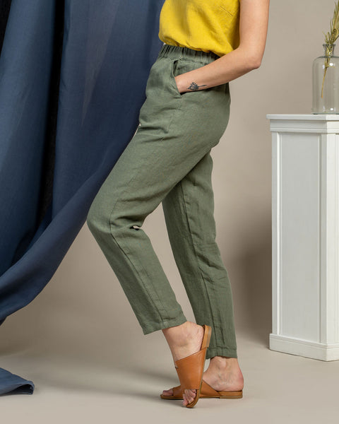 Linen Trousers Dakota Stone Green