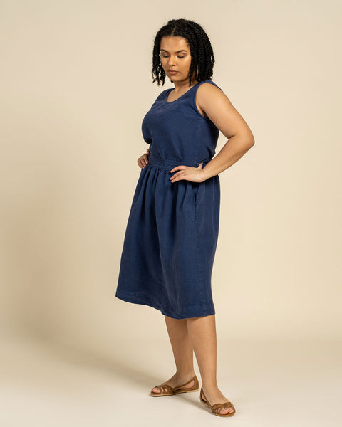 Linen Sleeveless Tank Top Hana Storm Blue