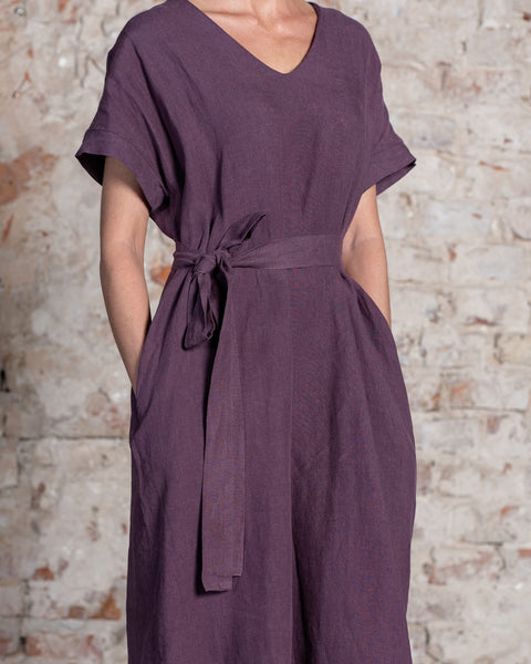 Linen Loose Dress Joelle Shadow Purple