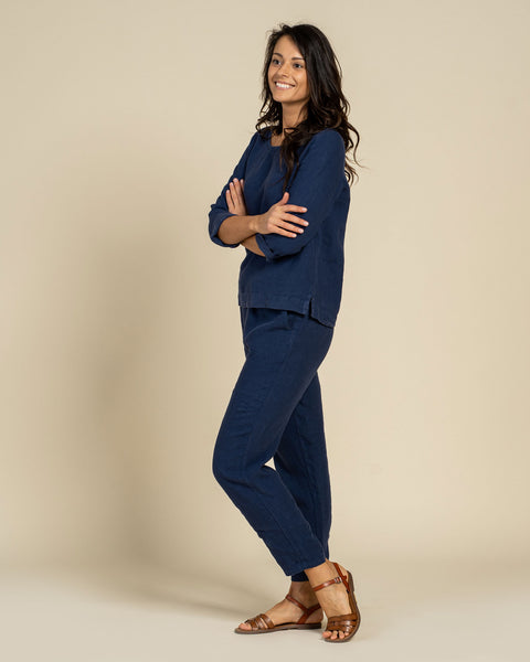 Long Sleeve Blouse &amp; Pants 2-Piece Storm Blue