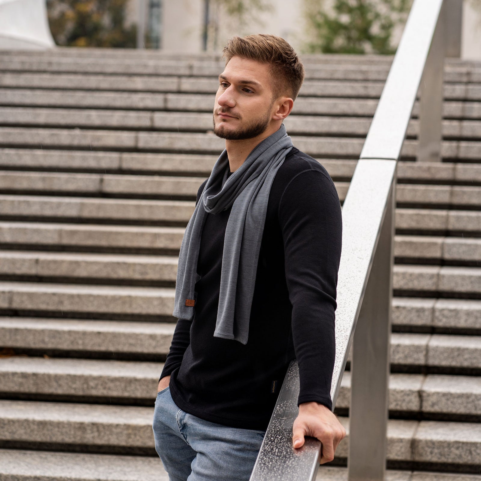 Men's Merino Scarf Perfect Grey