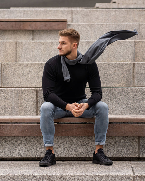 Men&#39;s Merino Scarf Perfect Grey