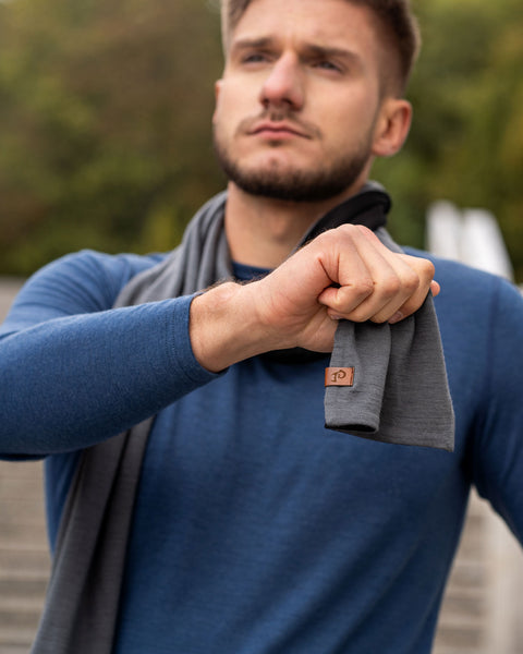 Men&#39;s Merino Scarf Black/Perfect Grey