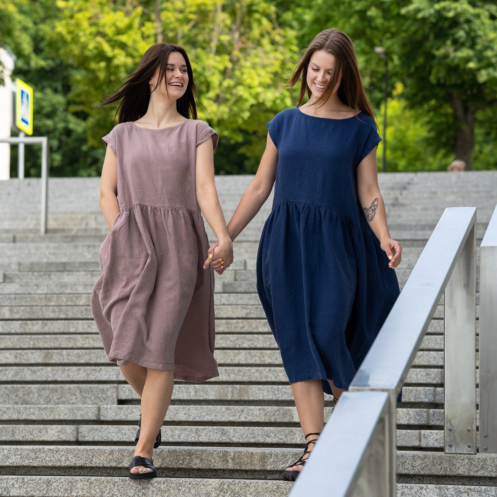 Linen smock dress sale