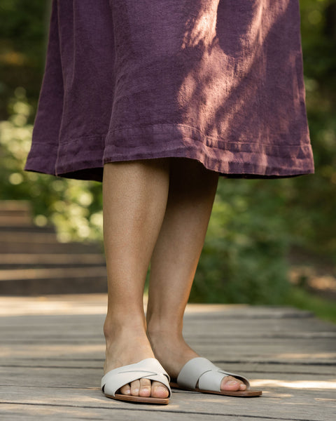 Linen Midi Skirt Sophia Shadow Purple