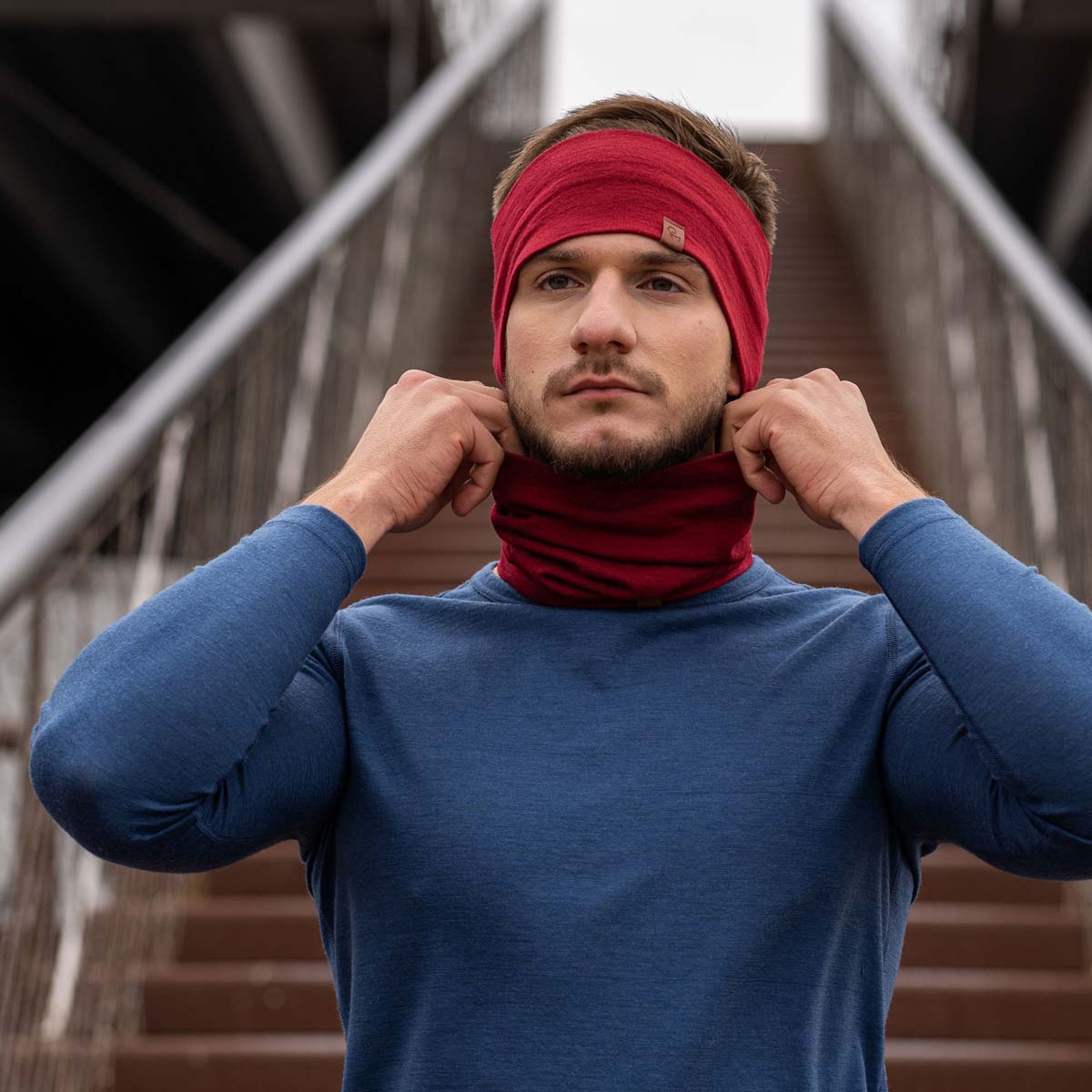 Men's Headband and Gaiter Set Royal Cherry