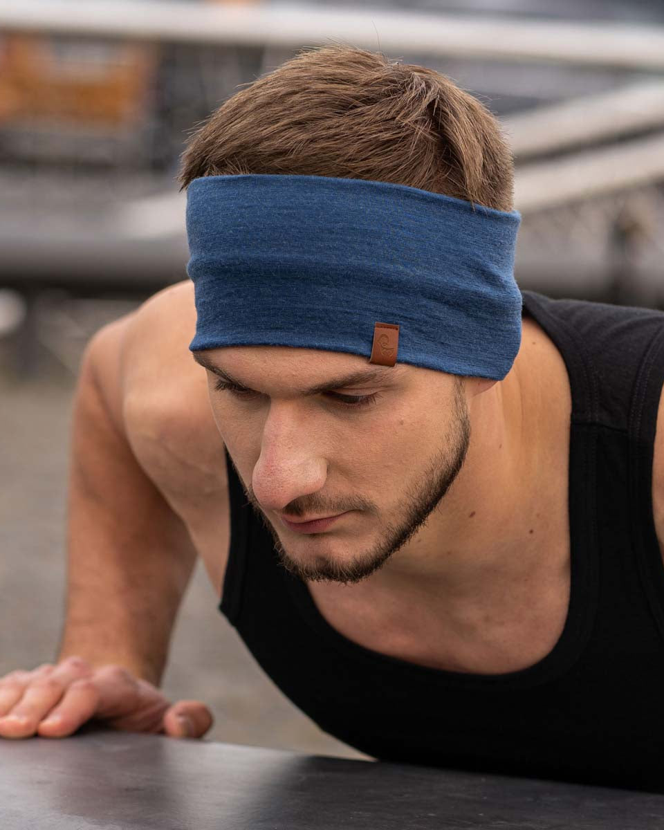 Merino Wool Sweatband for Men Denim Blue ❤️ menique